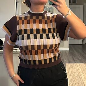 NWOT Boutique Color Block Short Sleeve Sweater